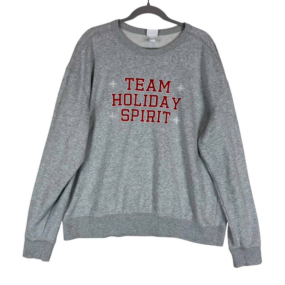 Wondershop Sweatshirt Mens XL Gray Fleece Crewneck Team Holiday Spirit Christmas